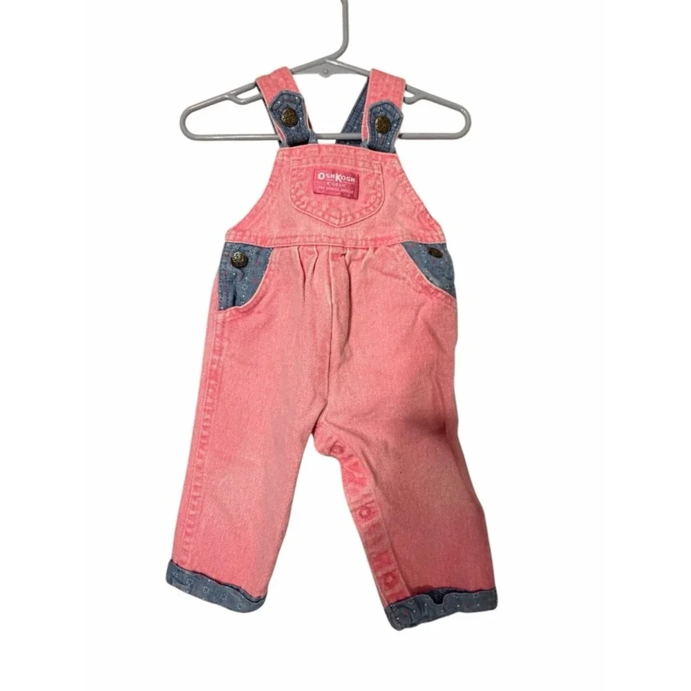 OshKosh B'gosh Vintage Coral Pink Denim Overalls